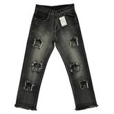 Frayed Collage Denim - Washed Black