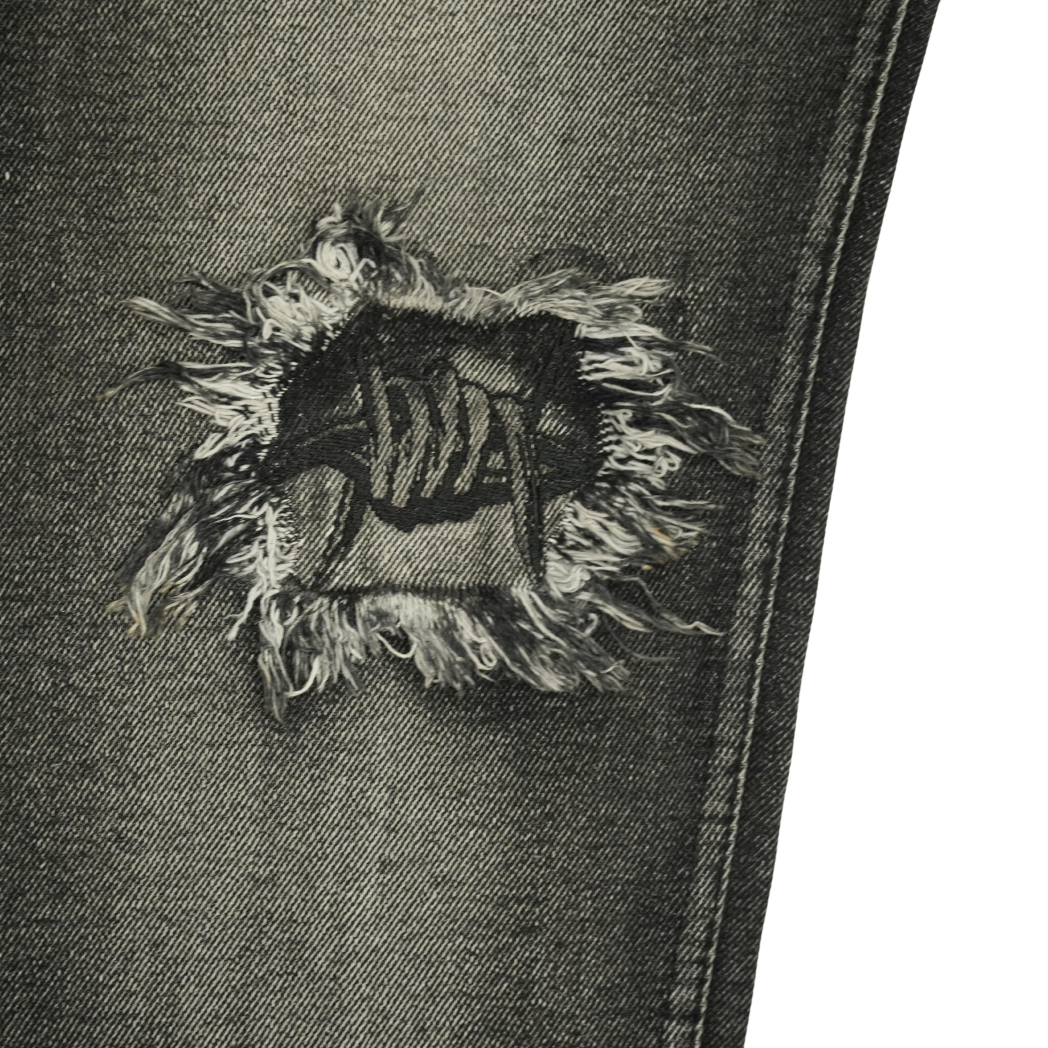 Frayed Collage Denim - Washed Black