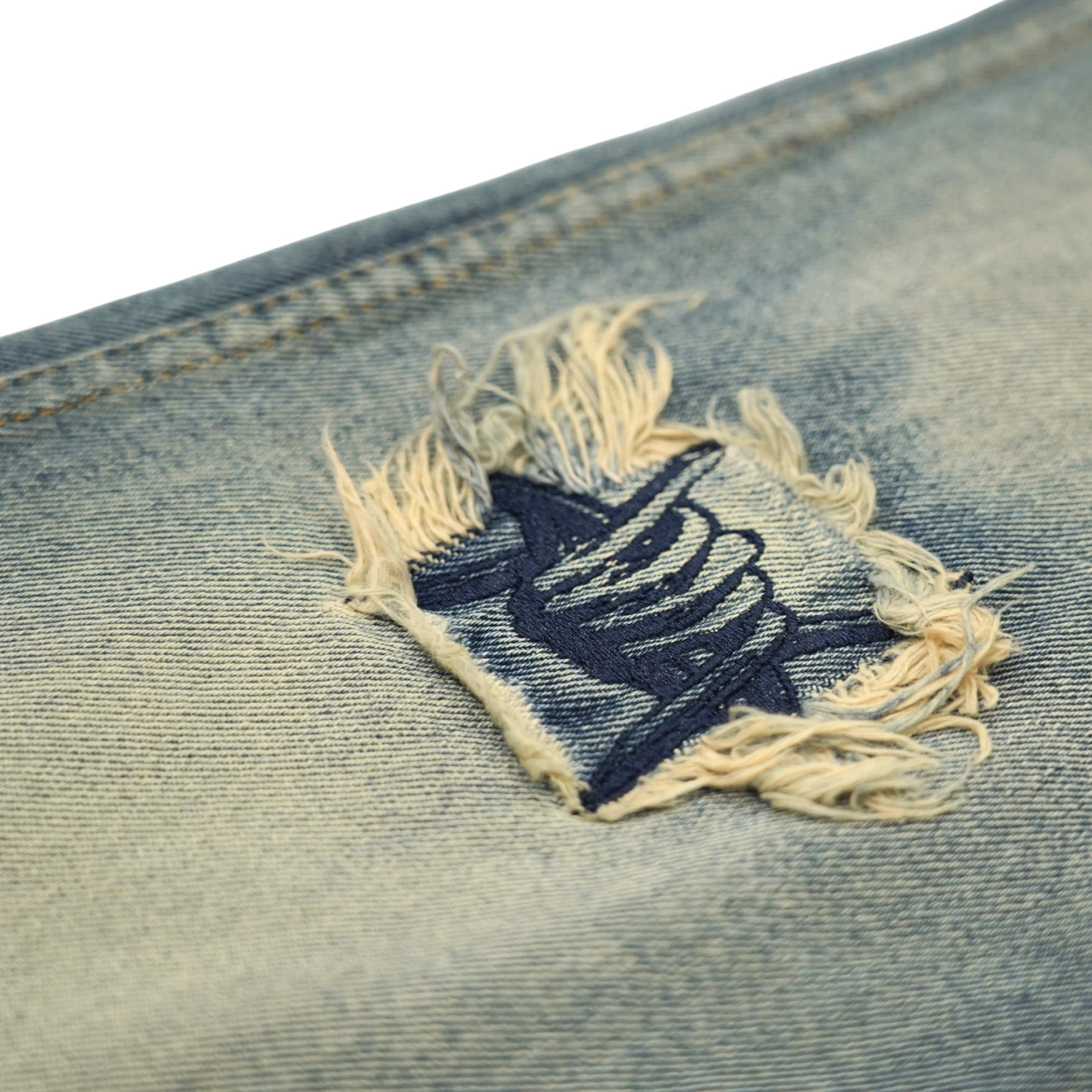 Frayed Collage Denim - Washed Blue
