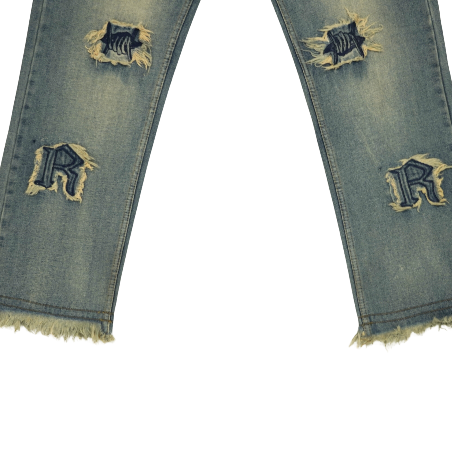 Frayed Collage Denim - Washed Blue