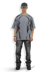 Frayed Collage Denim - Washed Black