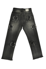 Frayed Collage Denim - Washed Black