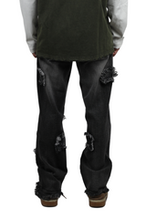 Frayed Collage Denim - Washed Black