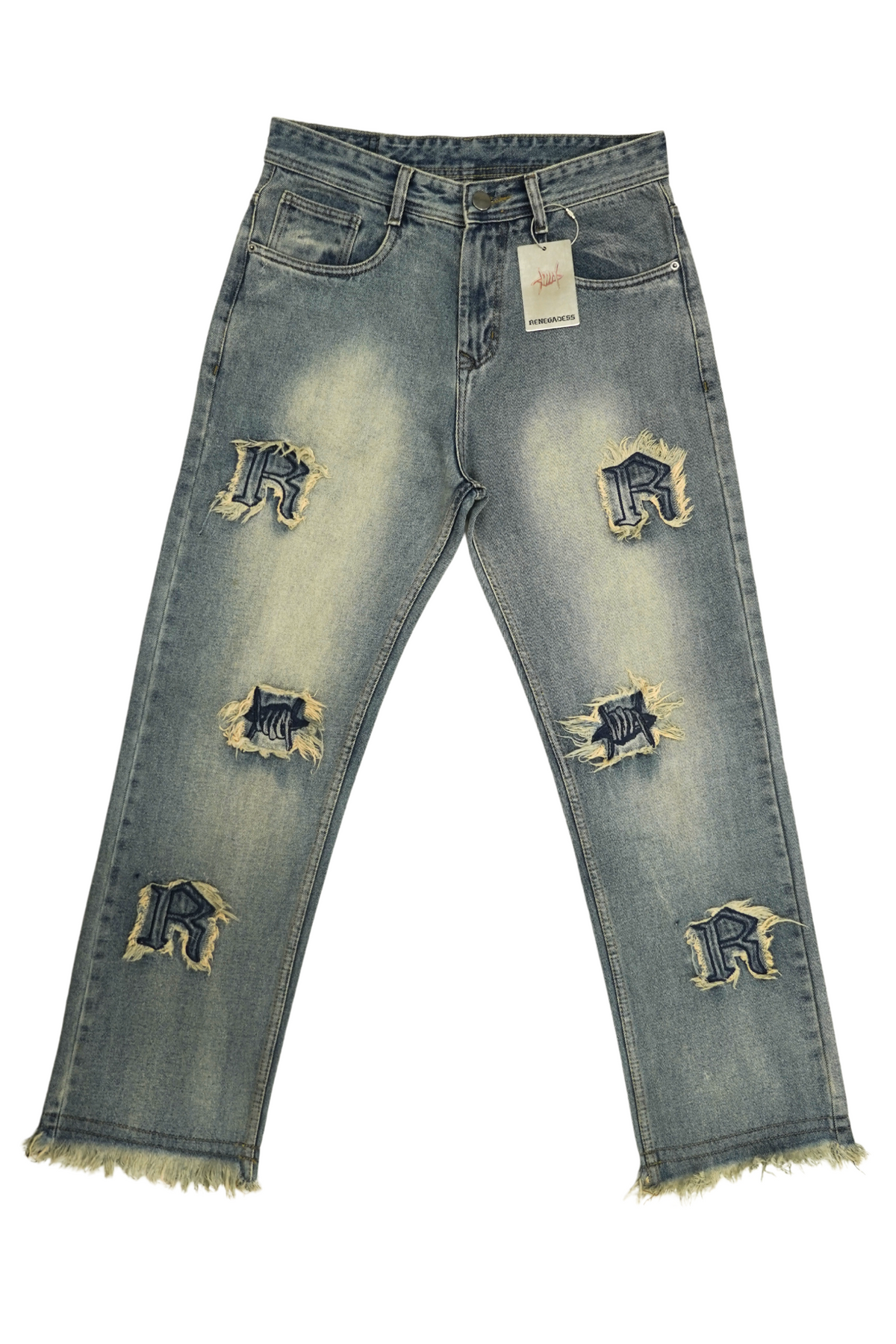 Frayed Collage Denim - Washed Blue
