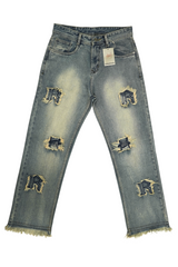 Frayed Collage Denim - Washed Blue