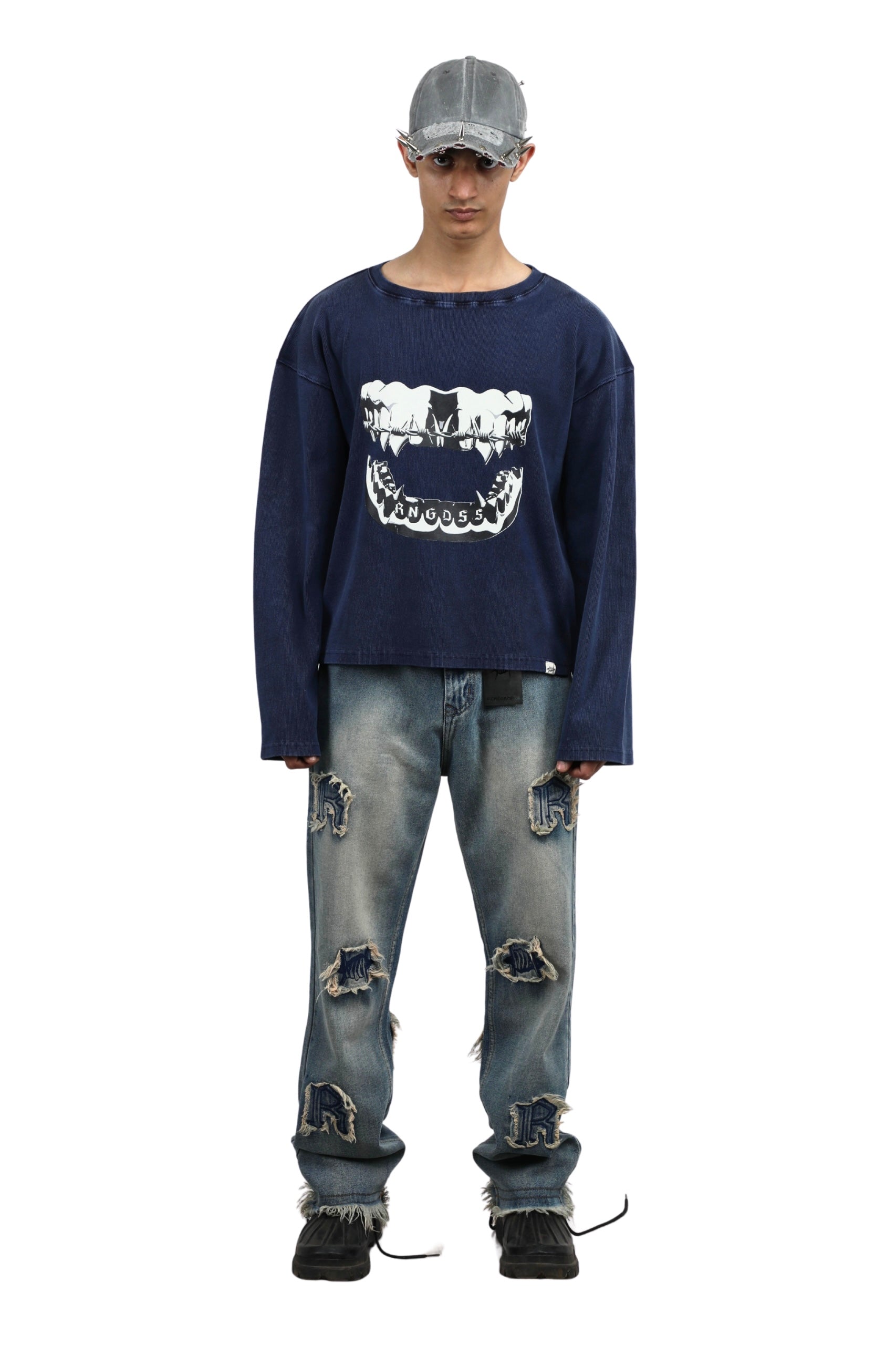 Frayed Collage Denim - Washed Blue