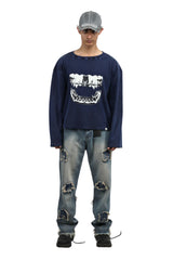 Frayed Collage Denim - Washed Blue