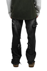Frayed Collage Denim - Washed Black