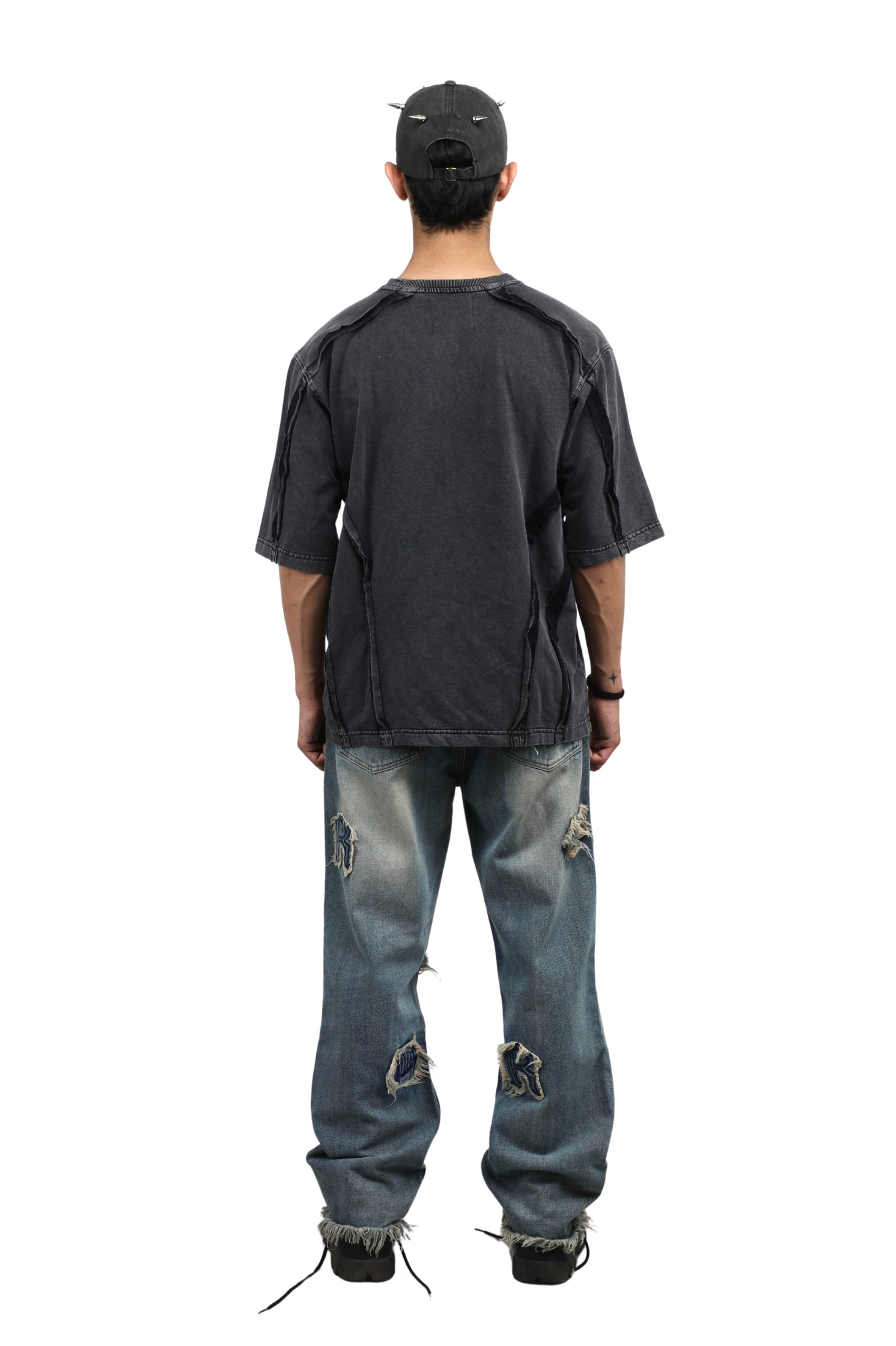 Frayed Collage Denim - Washed Blue